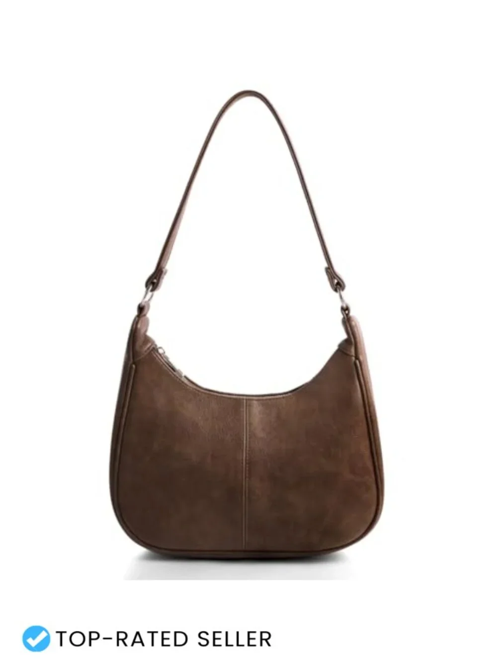 Slouchy Faux Leather Hobo Bag with Zippered Back Pocket